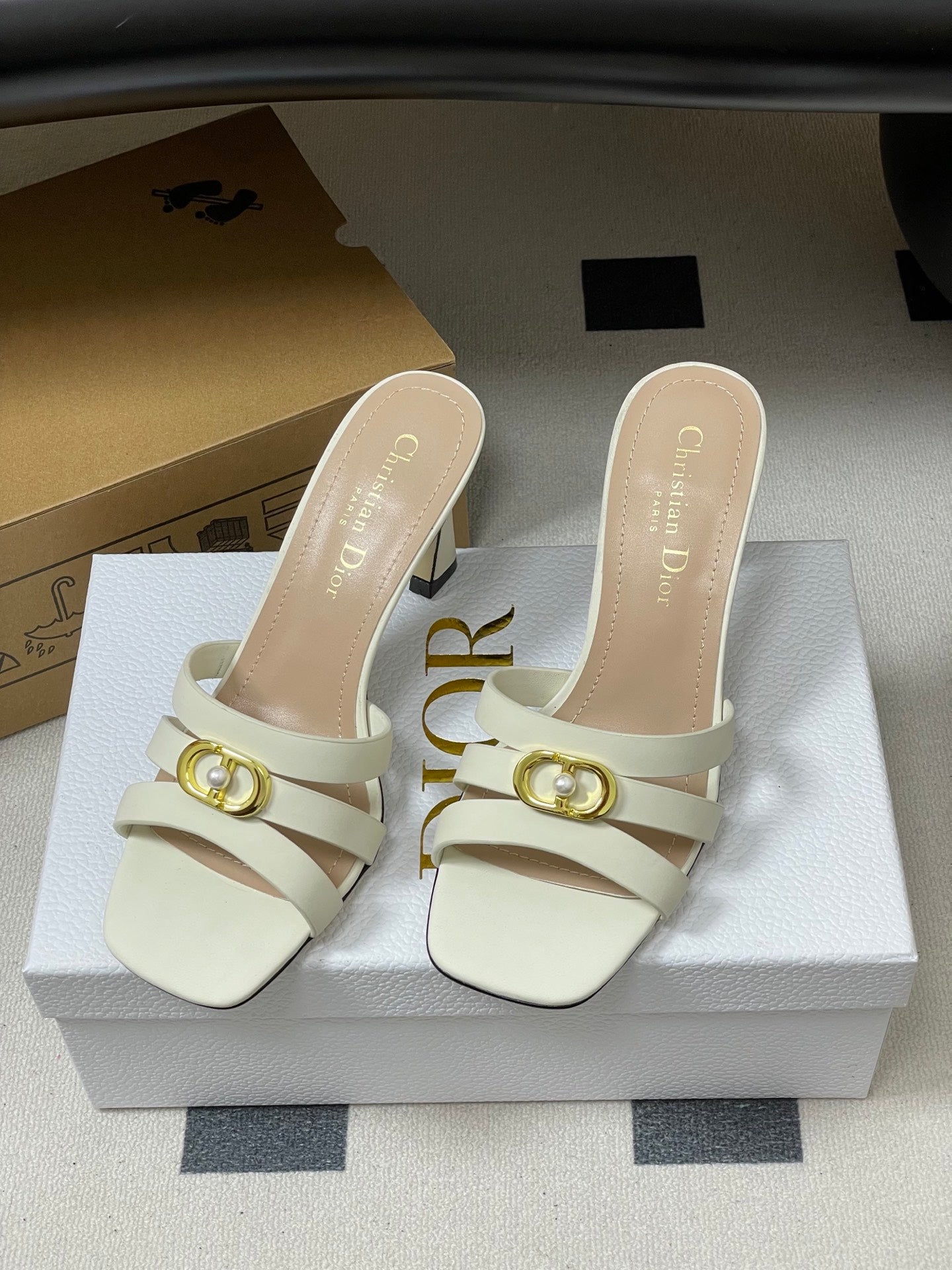 DIOR 26S HIGH HEEL SANDALS 80 MM IN WHITE CALFSKIN