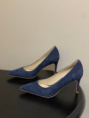 GIANVITO ROSSI 26S HIGH HEELS 85 MM IN NAVY BLUE SUEDE