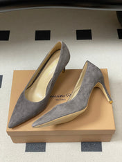 GIANVITO ROSSI 26S HIGH HEELS 85 MM IN DARK GREY SUEDE