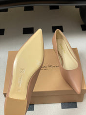 GIANVITO ROSSI 26S FLATS IN NUDE CALFSKIN