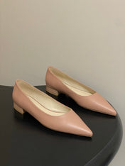 GIANVITO ROSSI 26S FLATS IN NUDE CALFSKIN