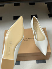 GIANVITO ROSSI 26S FLATS IN WHITE CALFSKIN