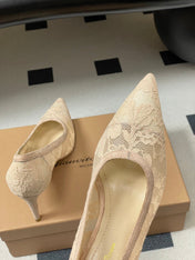 GIANVITO ROSSI 26S HIGH HEELS 85 MM IN NUDE LACE