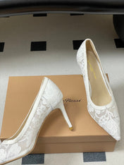 GIANVITO ROSSI 26S HIGH HEELS 85 MM IN WHITE LACE