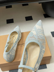 GIANVITO ROSSI 26S MARY JANE IN LIGHT BLUE LACE