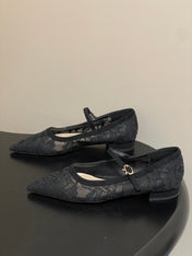 GIANVITO ROSSI 26S MARY JANE IN BLACK LACE