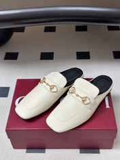 GUCCI 26S HORSEBIT LOAFER MULES IN WHITE CALFSKIN