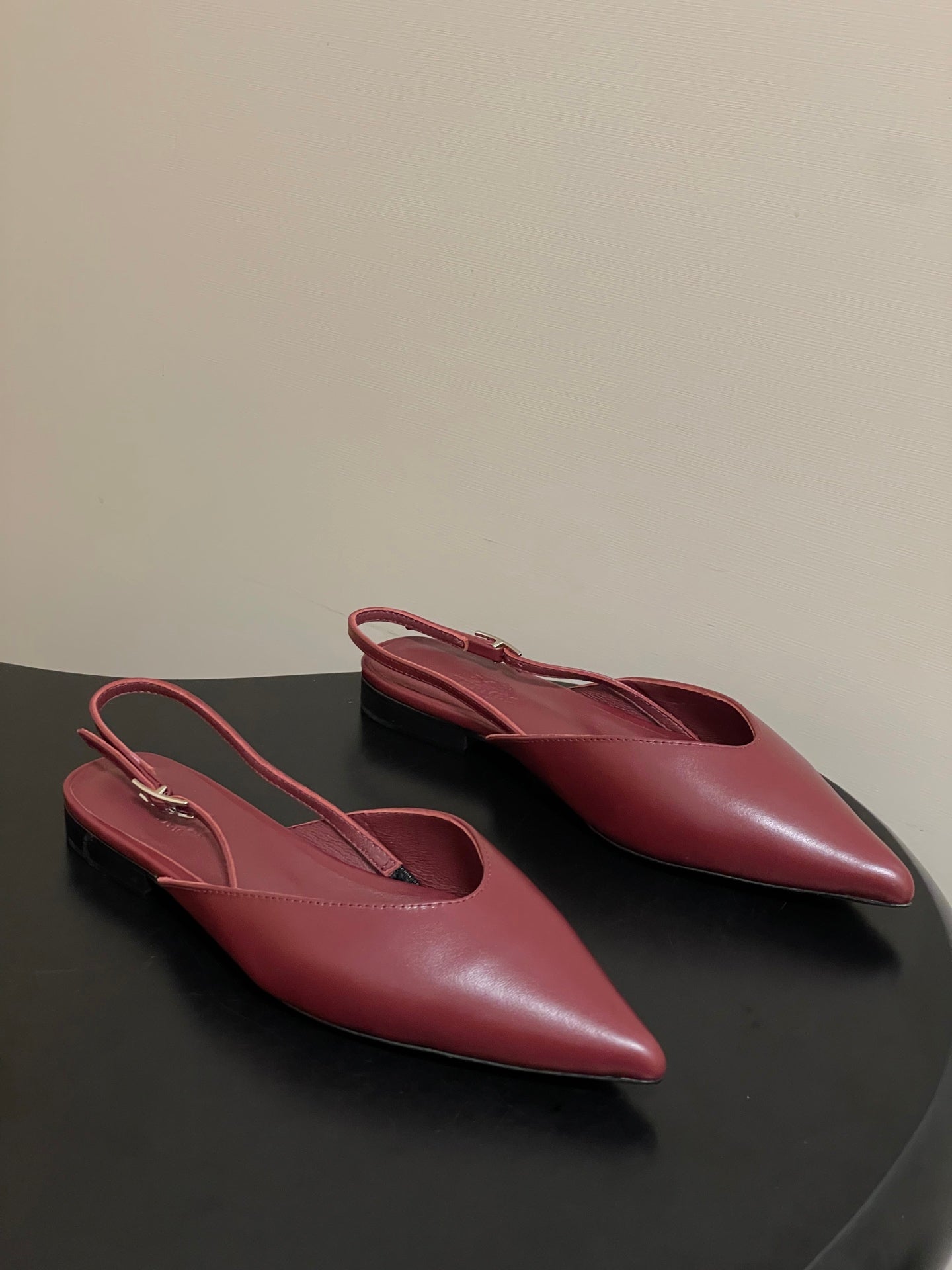 HM 26S NICOLE SLINGBACK IN BURGUNDY RED CALFSKIN SILVER HARDWARE
