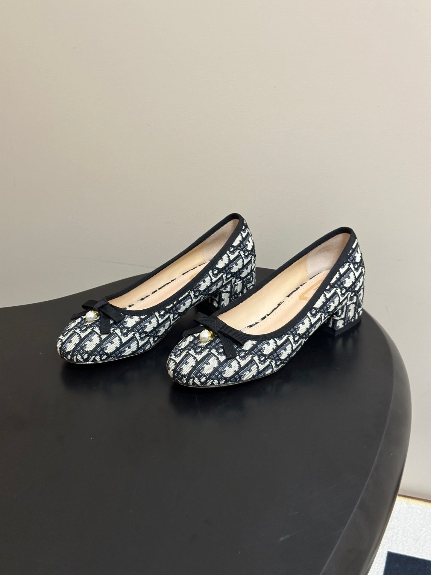 DIOR 26S MARY JANE HIGH HEELS 35MM IN BLUE DIOR OBLIQUE EMBROIDERED CANVAS WITH BOW