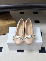 DIOR 26S MARY JANE HIGH HEELS 35MM IN NUDE BEIGE CALFSKIN WITH WHITE LOGO RIBBON