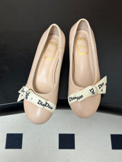 DIOR 26S MARY JANE HIGH HEELS 35MM IN NUDE BEIGE CALFSKIN WITH WHITE LOGO RIBBON