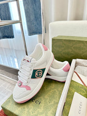 GG SCREENER SNEAKER WHITE AND PINK CALFSKIN