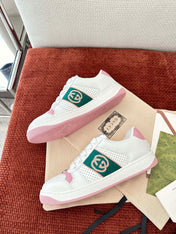GG SCREENER SNEAKER WHITE AND PINK CALFSKIN