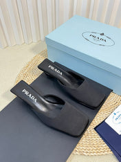 PRA SQUARE TOE MULES BLACK SATIN