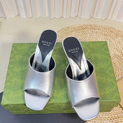 GG  Women's Heeled Sandals Silver