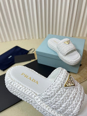 Crochet Flatform Slides 40 White