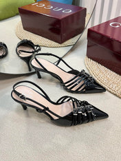 SLINGBACK PUMP 6 CM IN BLACK GLOSSY CALFSKIN
