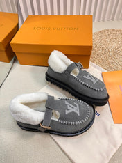 COLORADO COMFORT MARY JANE IN SHADOW GRAY SUEDE AND SHEARLING LINING