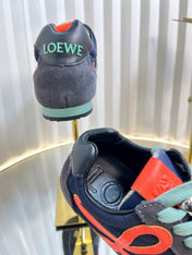 LOEWE 26S RUNNER 2.0 SNEAKERS IN GREY SUEDE AND NAVY BLUE FABRIC