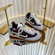 LOEWE 26S RUNNER 2.0 SNEAKERS IN LIGHT BLUE SUEDE AND BROWN FABRIC