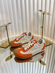 LOEWE 26S RUNNER 2.0 SNEAKERS IN ORANGE SUEDE AND BEIGE FABRIC