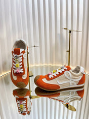 LOEWE 26S RUNNER 2.0 SNEAKERS IN ORANGE SUEDE AND BEIGE FABRIC