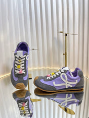 LOEWE 26S RUNNER 2.0 SNEAKERS IN DARK GREY SUEDE AND PURPLE FABRIC
