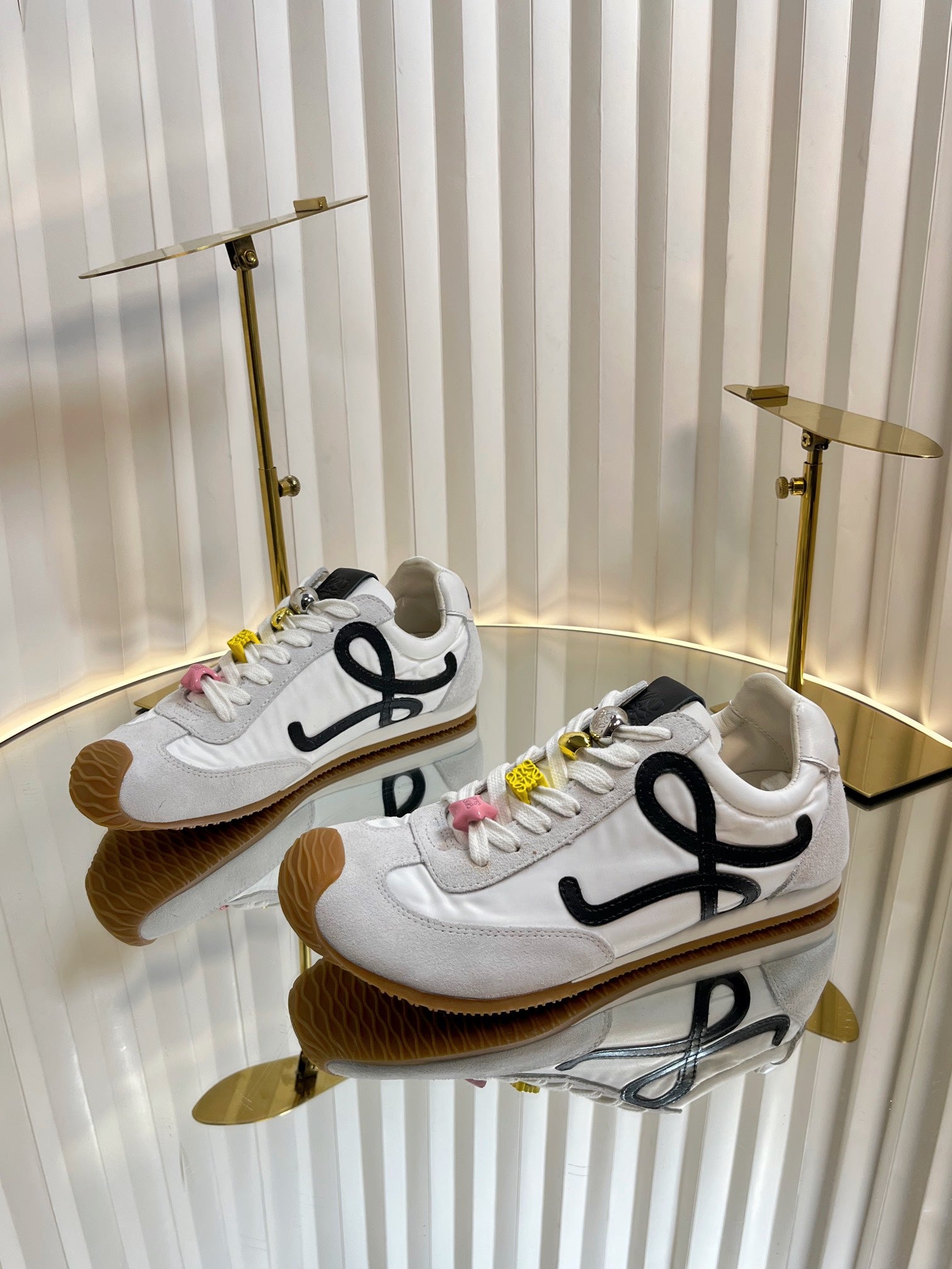 LOEWE 26S RUNNER 2.0 SNEAKERS IN WHITE FABRIC AND SUEDE