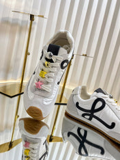 LOEWE 26S RUNNER 2.0 SNEAKERS IN WHITE FABRIC AND SUEDE