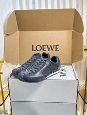 LOEWE 26S RUNNER 2.0 SNEAKERS IN DARK GREY CALFSKIN AND SUEDE
