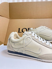 LOEWE 26S RUNNER 2.0 SNEAKERS IN OFF-WHITE CALFSKIN AND SUEDE