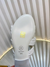 THREE STRAPS MULE IN WHITE CALFSKIN