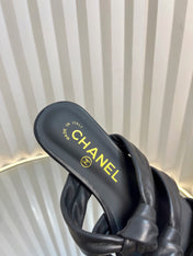 THREE STRAPS MULE IN BLACK CALFSKIN