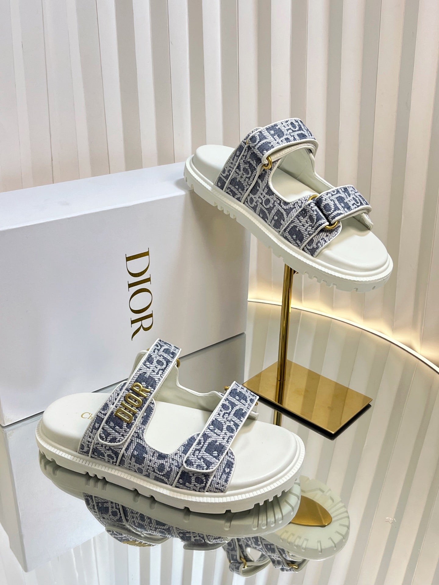 DIORACT SLIDES 25MM IN GRAY TWEED