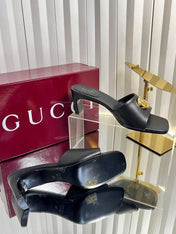 GUCCI 26S HIGH-HEELED SANDALS 45 MM IN BLACK CALFSKIN