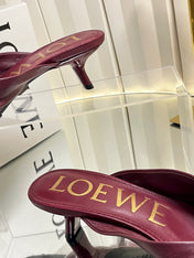 LOEWE 26S HEELED SANDALS 45 MM IN DARK RED CALFSKIN