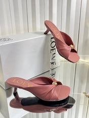 LOEWE 26S HEELED SANDALS 45 MM IN DUSTY PINK CALFSKIN