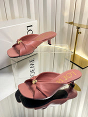 LOEWE 26S HEELED SANDALS 45 MM IN DUSTY PINK CALFSKIN