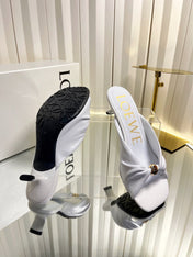 LOEWE 26S HEELED SANDALS 45 MM IN WHITE CALFSKIN