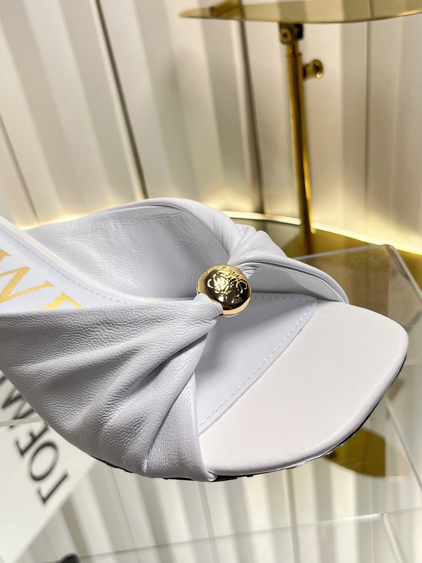LOEWE 26S HEELED SANDALS 45 MM IN WHITE CALFSKIN