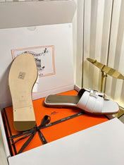 HM 26S ORAN SANDALS IN WHITE CALFSKIN SILVER HARDWARE