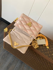 LV 25S GO-14 MM 23 IN LIGHT PINK QUILTED LAMBSKIN GOLD HARDWRE