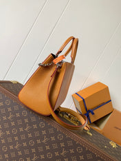 MARELLE TOTE BB BAG 30 IN BRONZE BROWN EPI GRAIN COWHIDE LEATHER