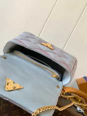 LV 25S GO-14 MM 23 IN LAVENDER GRAY QUILTED LAMBSKIN GOLD HARDWRE
