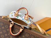NANO SPEEDY BAG 16 IN COLORFUL MONOGRAM PATTERN AND WHITE COATED CANVAS