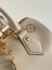 SPEEDY BANDOULIÈRE 21 IN WHITE AND PINK MONOGRAM CANVAS