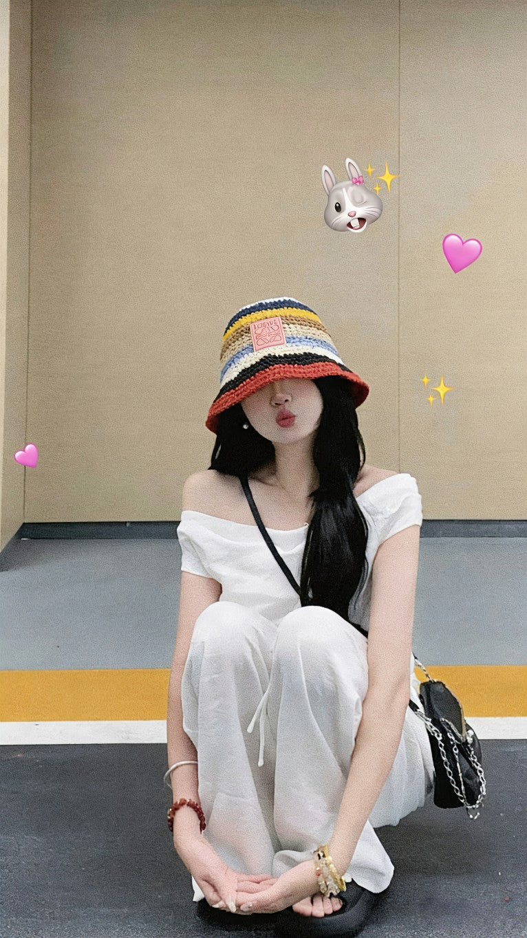 LOEWE 26S MULTICOLOR CROCHET BUCKET HAT STYLE 045