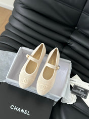 MARY JANE SHOES BEIGE CREAM CORDUROY TWILL FABRIC