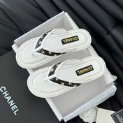 Double C Thong Sandals Lambskin White Black