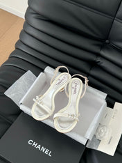 PEARL SANDAL IN WHITE LAMBSKIN 75 MM